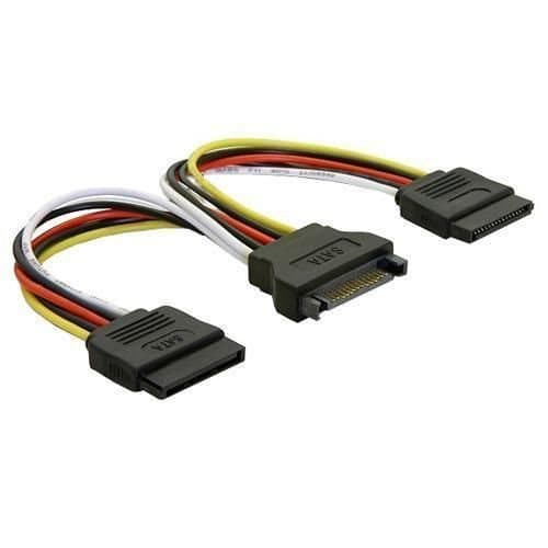 Delock Adapter SATA Strom 15-pin -> 2x SATA gerade, aanzicht 1 van 1
