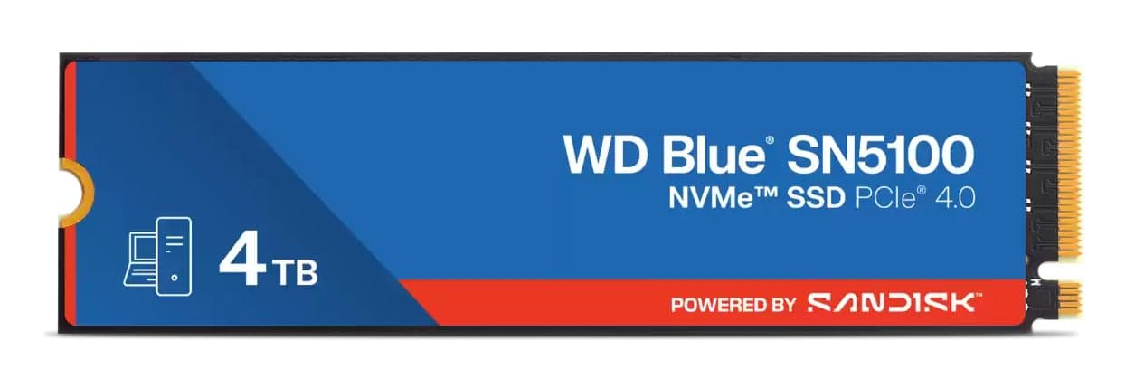 Western Digital WD SSD M.2 (2280) 4TB Blue SN5100 PCIe 4.0/NVMe (Di), aanzicht 1 van 1