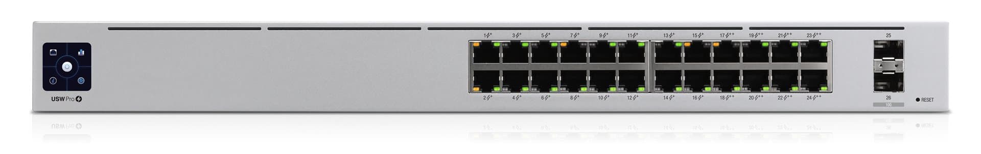 Switch UniFi 24xRJ45 GBit/2xSFP+ Managed PoE+ 400W Gen2 19" Rack-Mountable, 1,3" Touchscreen, aanzicht 1 van 1