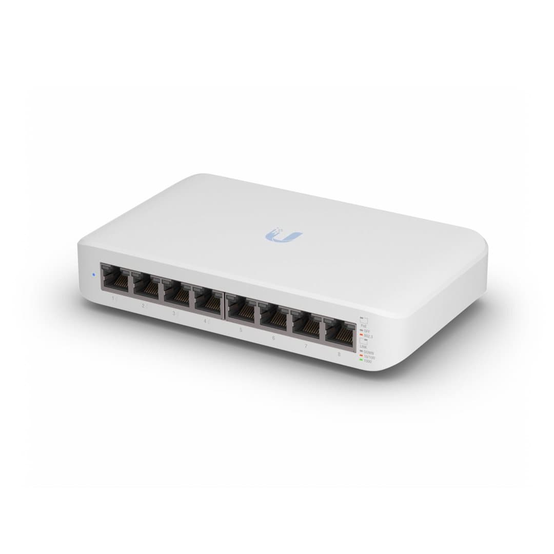 Switch UniFi 8xRJ45 GBit Managed 4xPoE 52W Wall-Mountable, Fanless, internal PSU, aanzicht 1 van 1