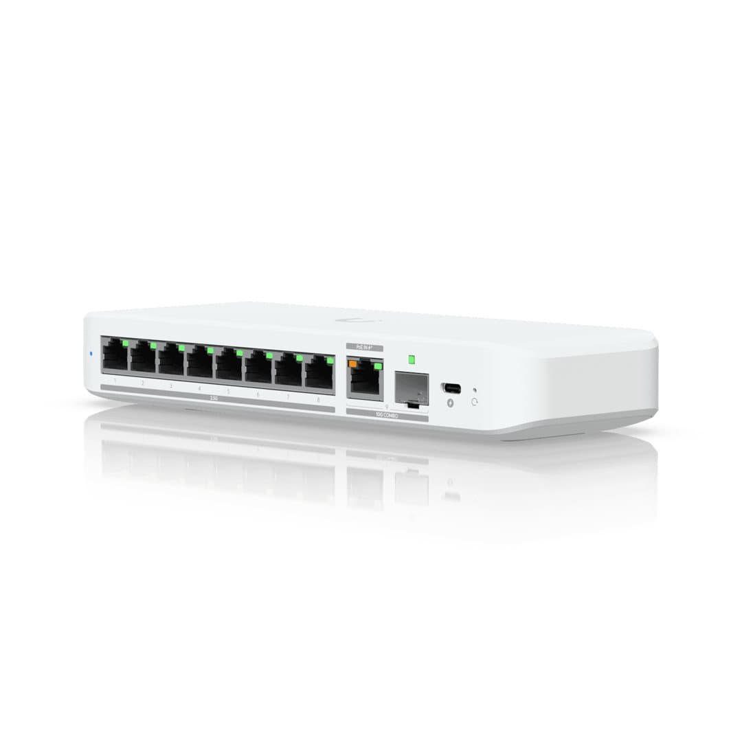 Switch UniFi 8xRJ45 2.5GBit Compact (incl. NT) Powered by 802.3af/at PoE or USB Type C, Fanless, aanzicht 1 van 1