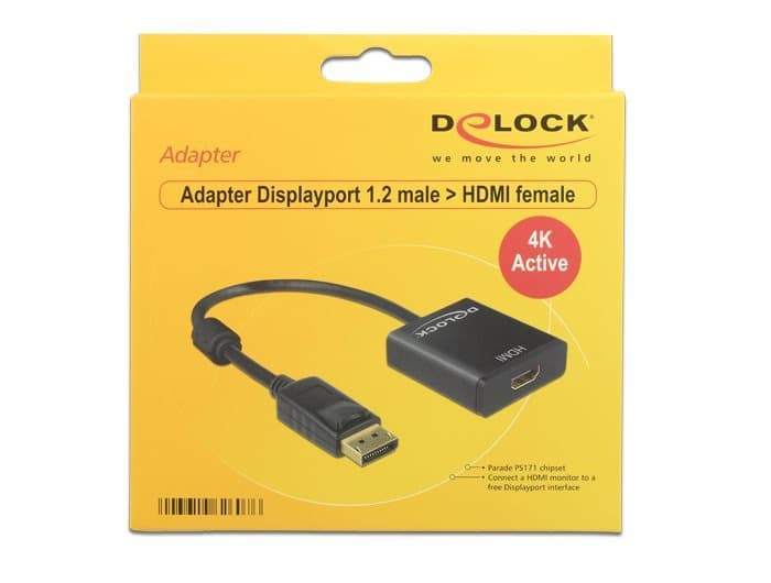 Delock Adapter DisplayPort 1.2 (DP) auf HDMI 4K (St/Bu) aktiv, aanzicht 1 van 1