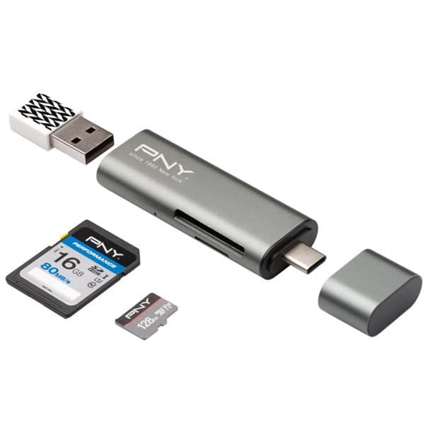 PNY USB-C Card Reader / USB-A Adapter, aanzicht 1 van 1